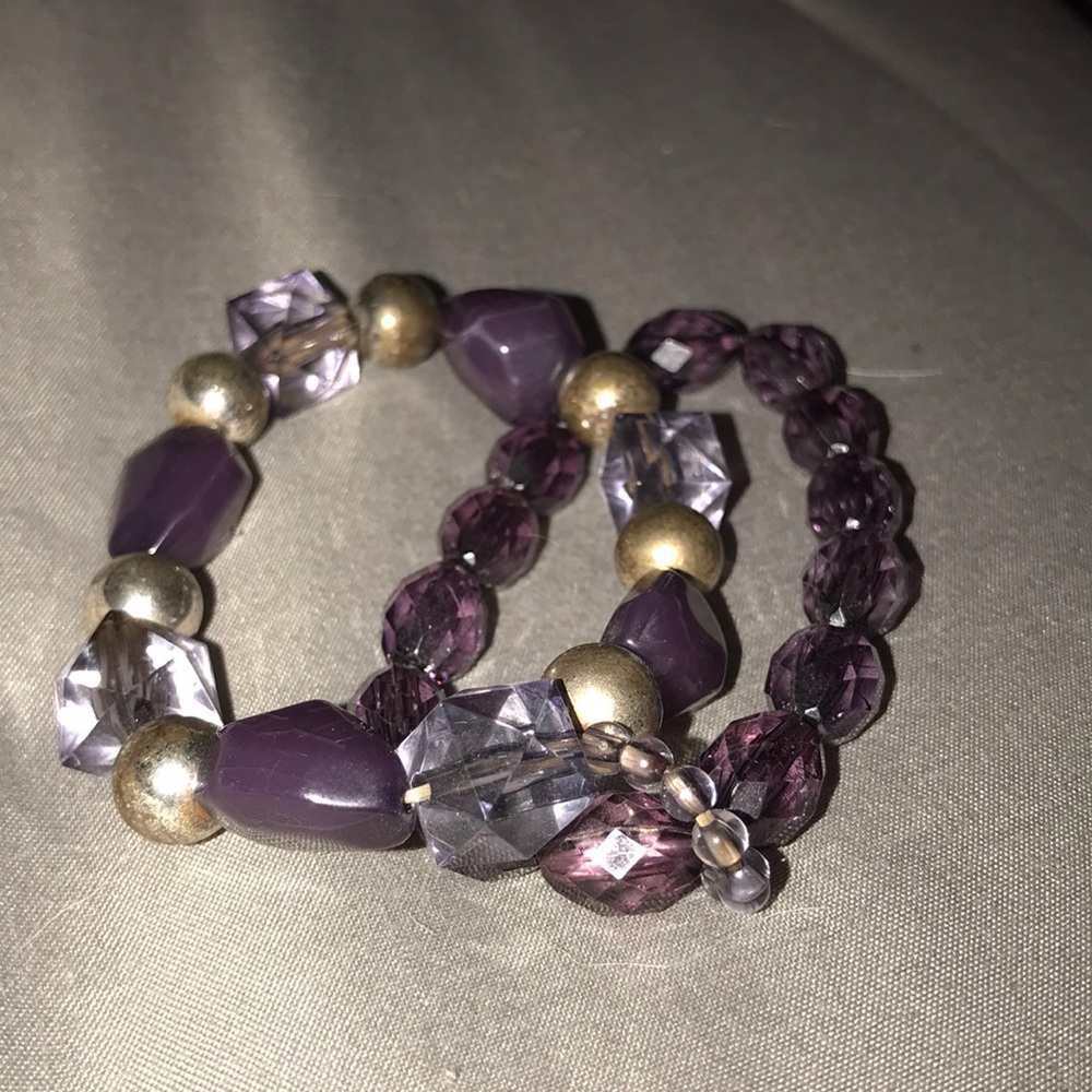 Dark purple and silver double bracelet